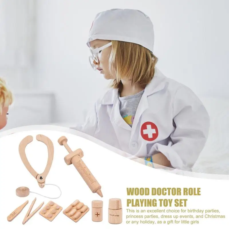 

Wood Doctor Kit Doctor Role Play Toy For Kids Pretend Play Montessori Toys For Dressing Activities Doctor Play Set For Princess