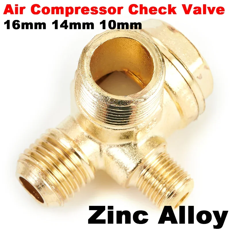 Обратный клапан воздушного компрессора 16/14/10 мм из цинкового сплава, 3-портовый обратный клапан, наружная резьба, соединительный инструмент, аксессуары для воздушного компрессора