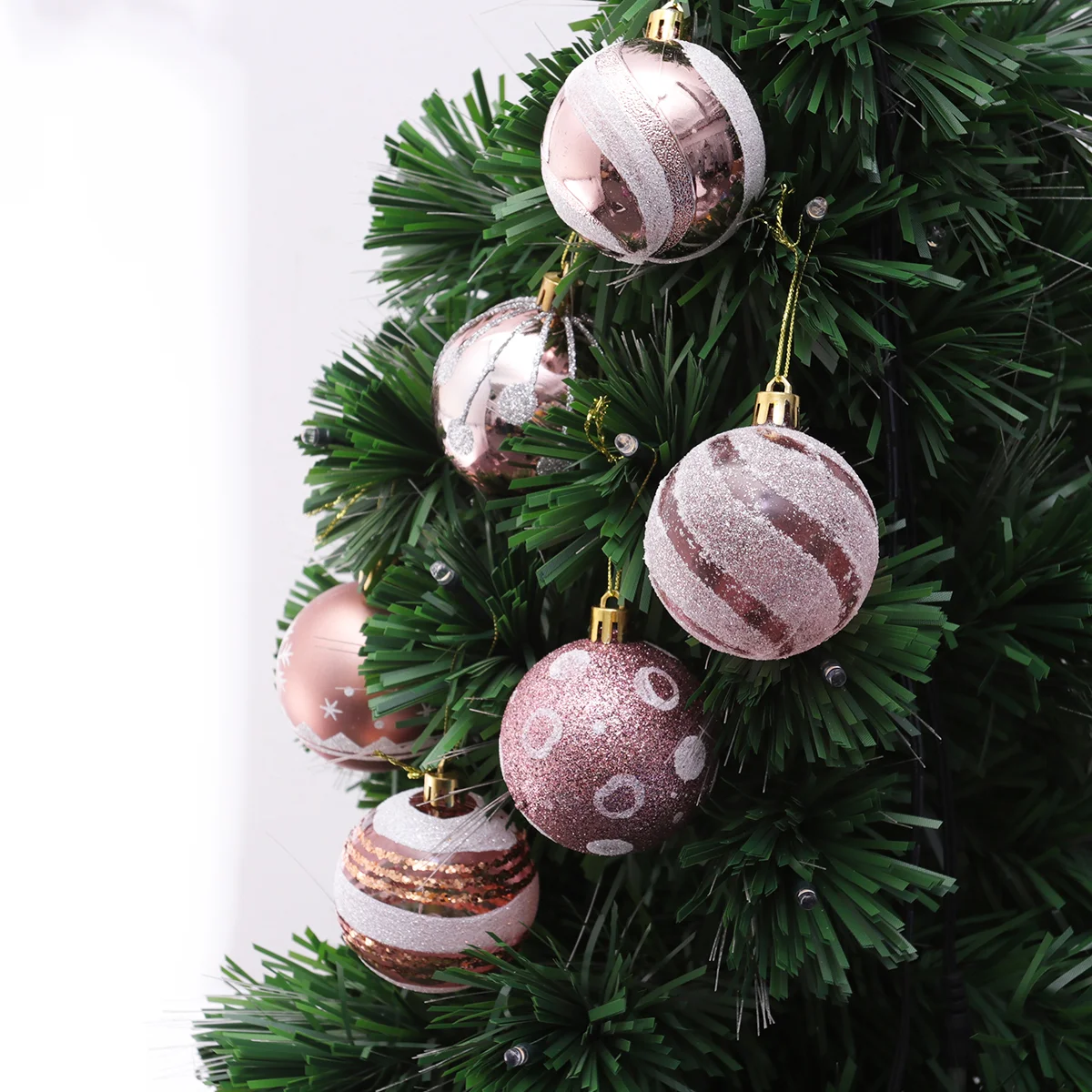 

6cm Christmas Balls Hanging Decoration Christmas Tree Ornaments for Party Prom Rose Gold Pattern for DIY Christmas Party