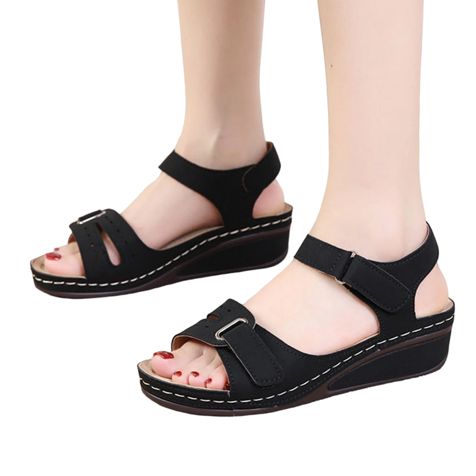 

Woman's Thick Sole Sandals with Ankle Hook and Peep-toe Shoes for Birthday Party Adult Ceremony