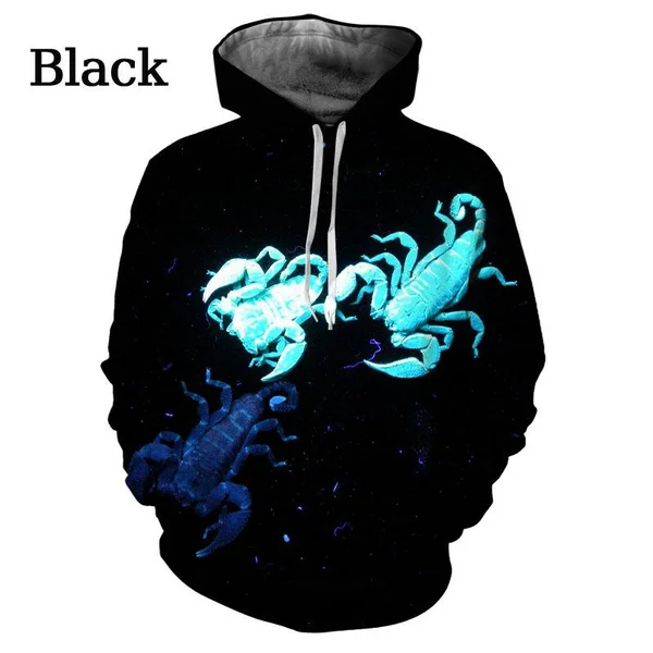 Новинка осенне-зимние толстовки с 3D принтом скорпиона в виде животного