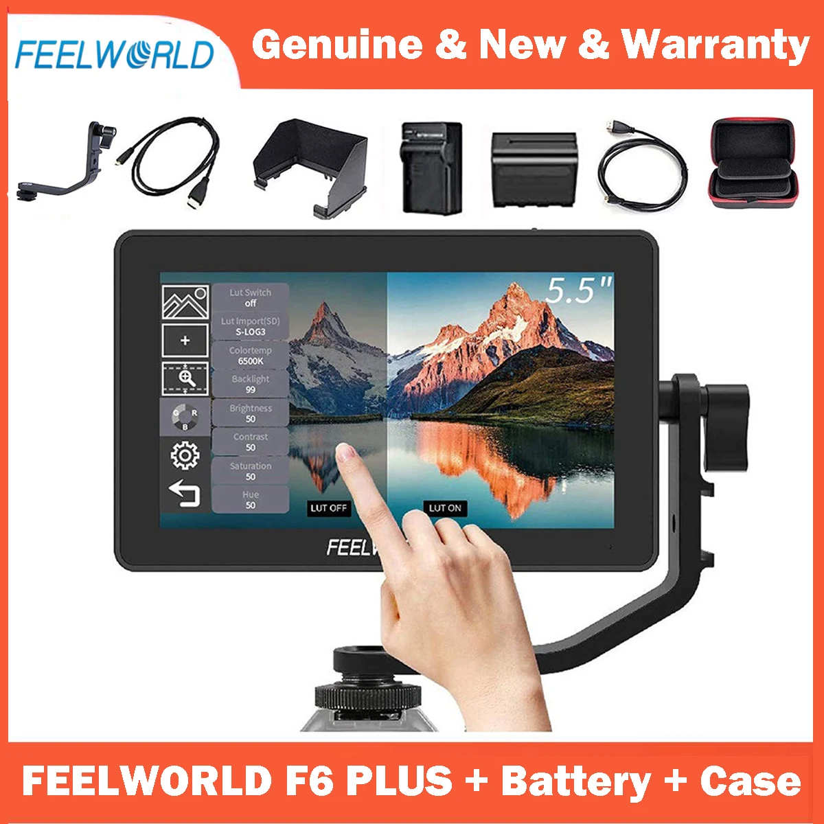 7-дюймовый накамерный монитор FEELWORLD F6 PLUS с сенсорным экраном и поддержкой HDR 3D Lut IPS