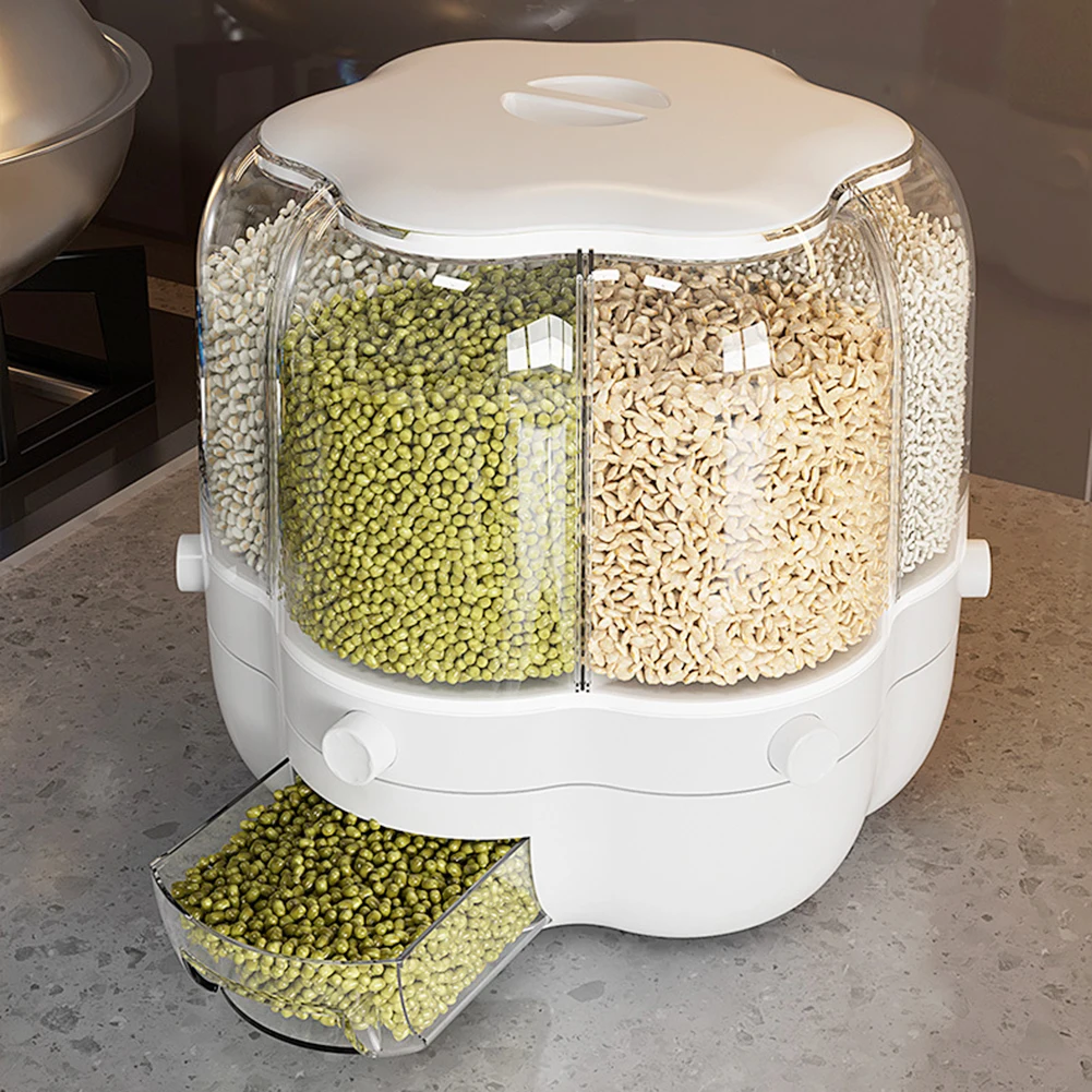 

Rotating Sealed Storage Box Separated Sealed Rice Dispenser Food Container Storage Organizers Kitchen Accessories