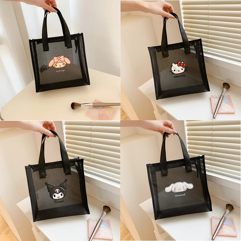 

Sanrios Kawaii Cinnamoroll My Melody большая емкость сетчатая ткань на молнии Косметическая дорожная портативная косметичка для путешествий на открытом воздухе