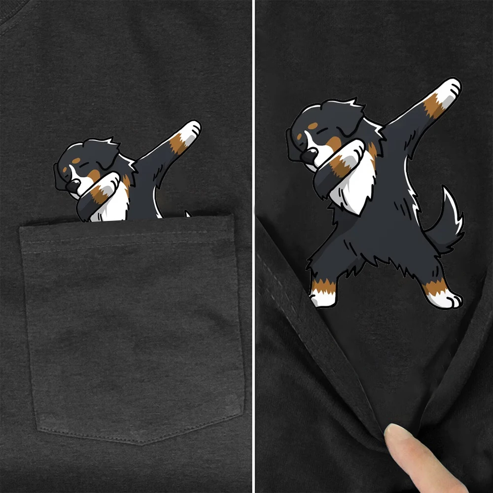 

CLOOCL Fashion Cotton T-shirts Funny Bernese Mountain Dog Pocket Tees Hip Hop Tops Graphic Shirt Woman Tshirts Dropshipping