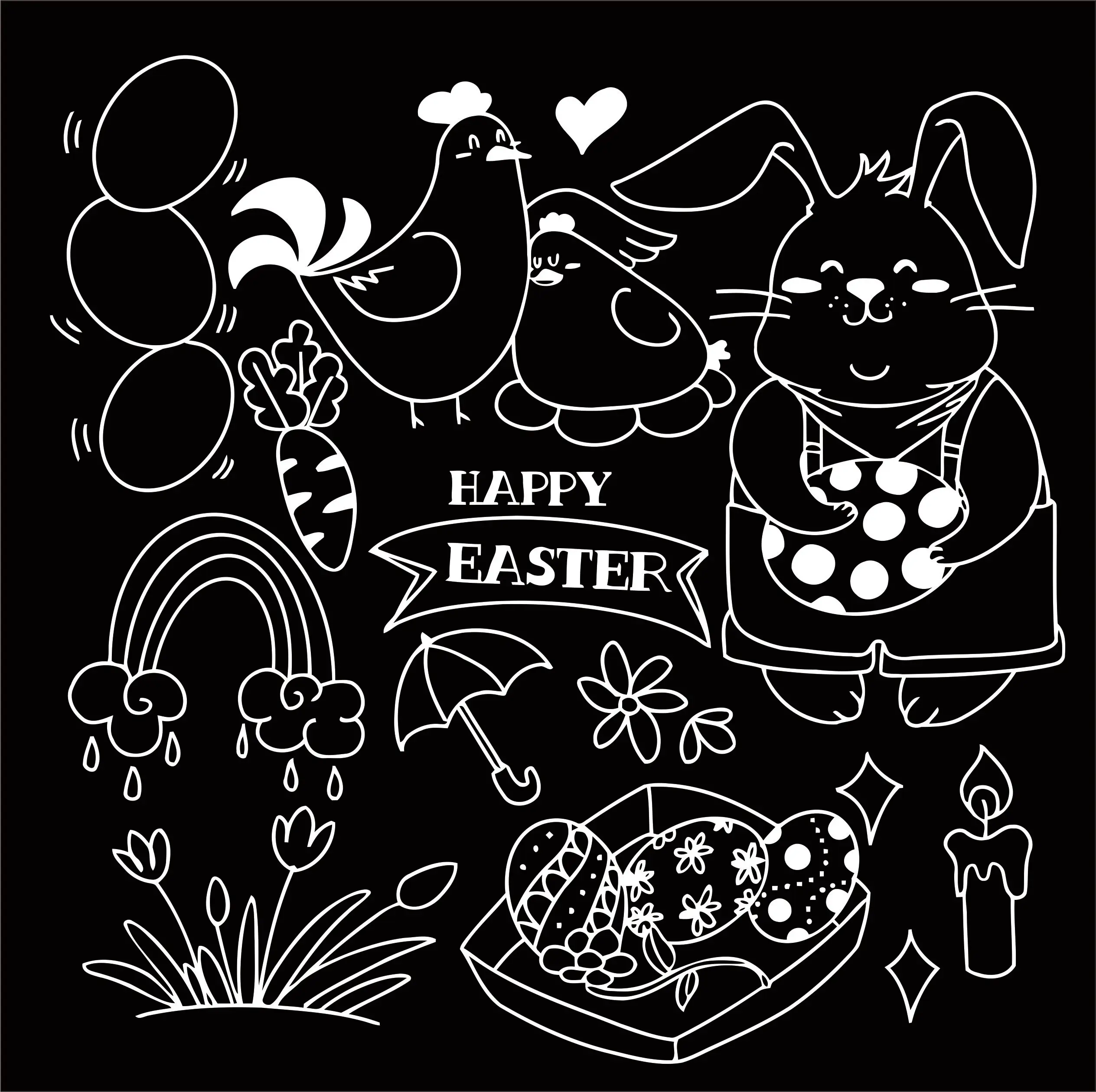 

Easter Themed Illustration. Cute Sticker SP-299