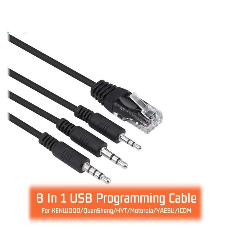 HOT 8 In 1 USB Programming Cable Multifunctional Compatible For Walkie Talkie KENWOOD/QuanSheng/HYT/Motorola/YAESU/ICOM Radio