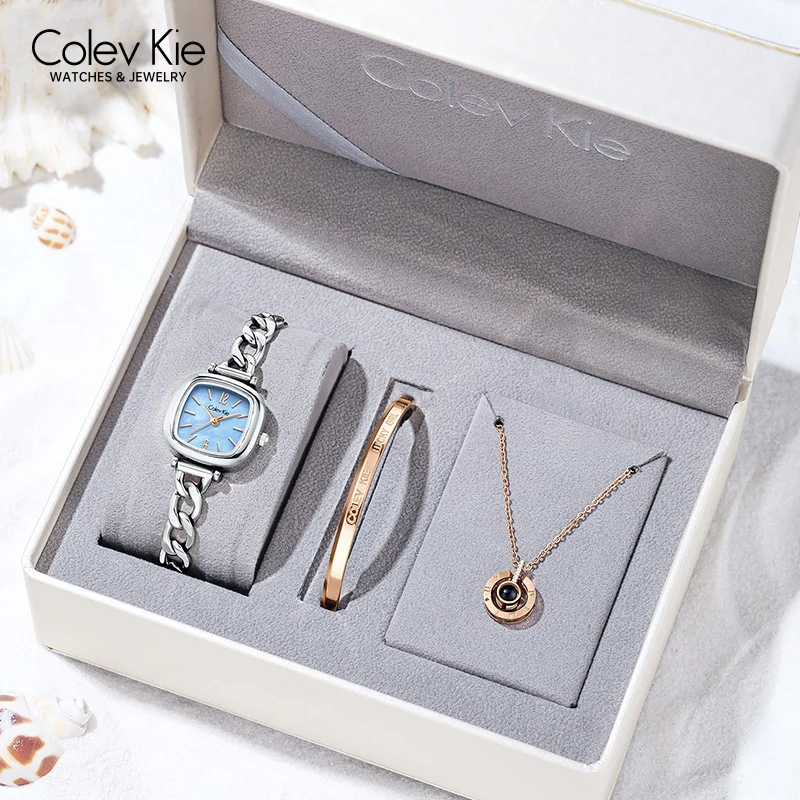 Женские кварцевые часы с синим циферблатом из нержавеющей стали