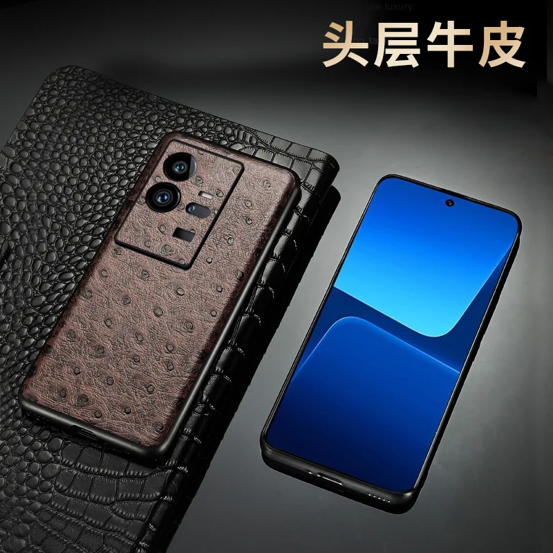 

For VIVO IQOO 11 Pro Phone Case Anti-knock Classic Genuine Leather Soft TPU Lnclusive Back Cover Fall prevention