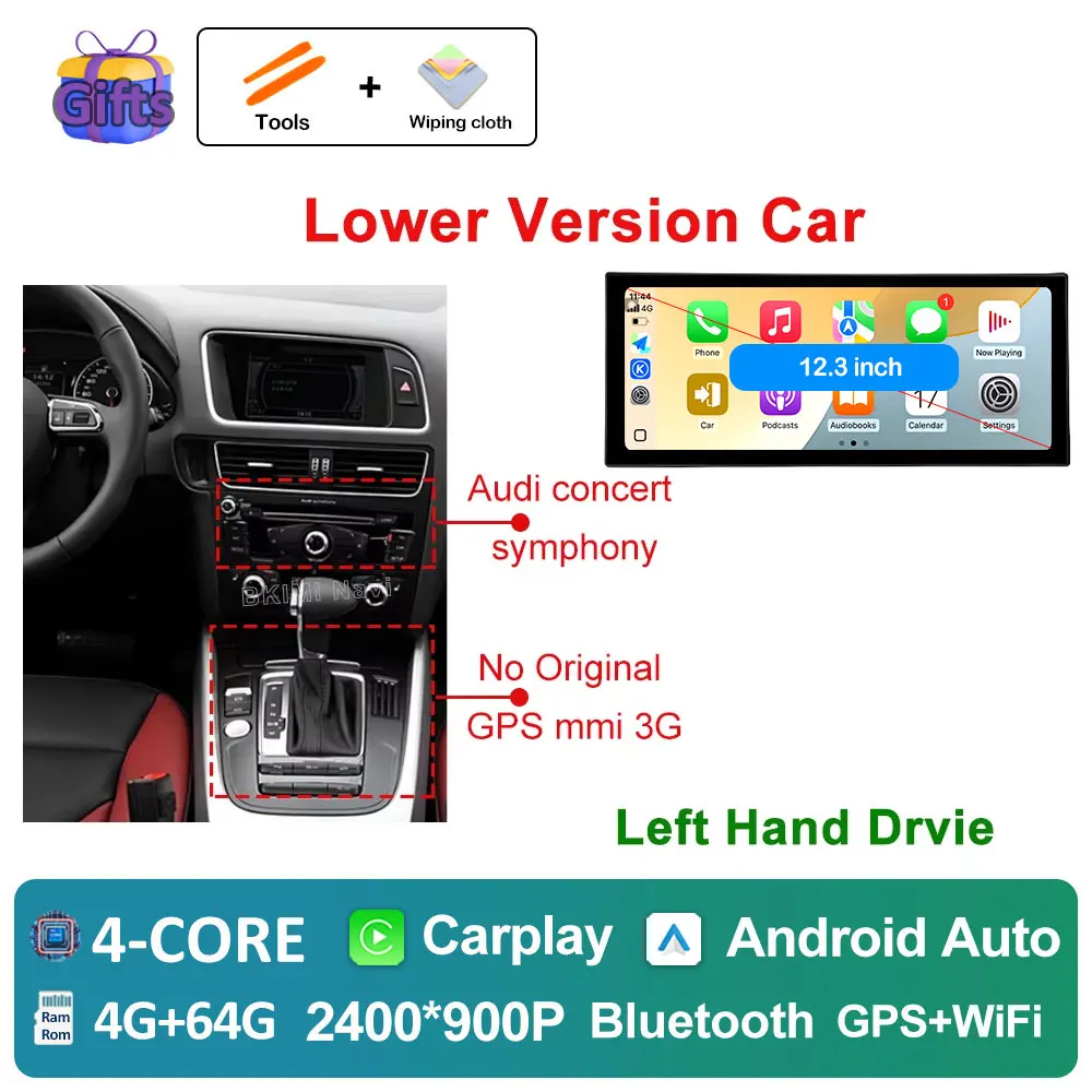 

Аксессуары для Audi Q5 2009 2010 2011 2012 2013-2017 Android 14 GPS-навигация 4G Автомобильный радиоприемник Видео Мультимедийный плеер DSP Auto
