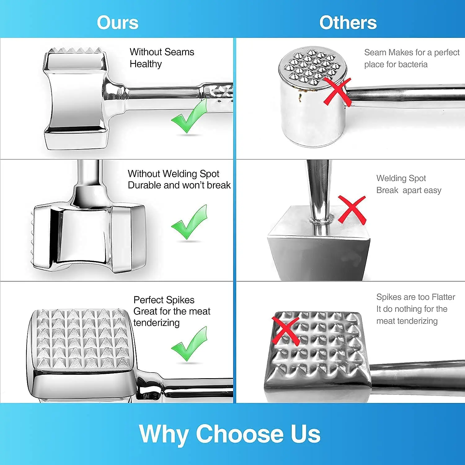 304 Мясорубка из нержавеющей стали молоток телефон двухсторонний мясорубщик для