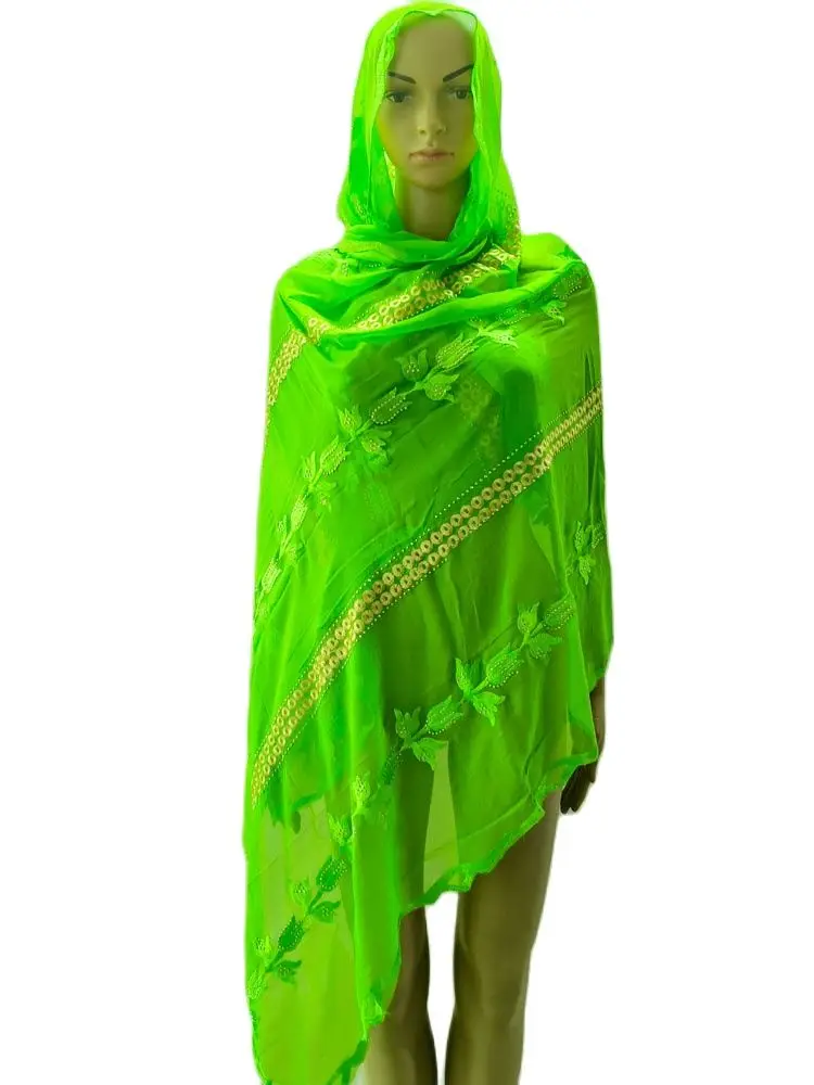 free shipping New Style African Muslim Headitechiffon Embroidered Scarf Dubai Headscarf Shawl Islamic Ramadan Hijab Prayer Scraf