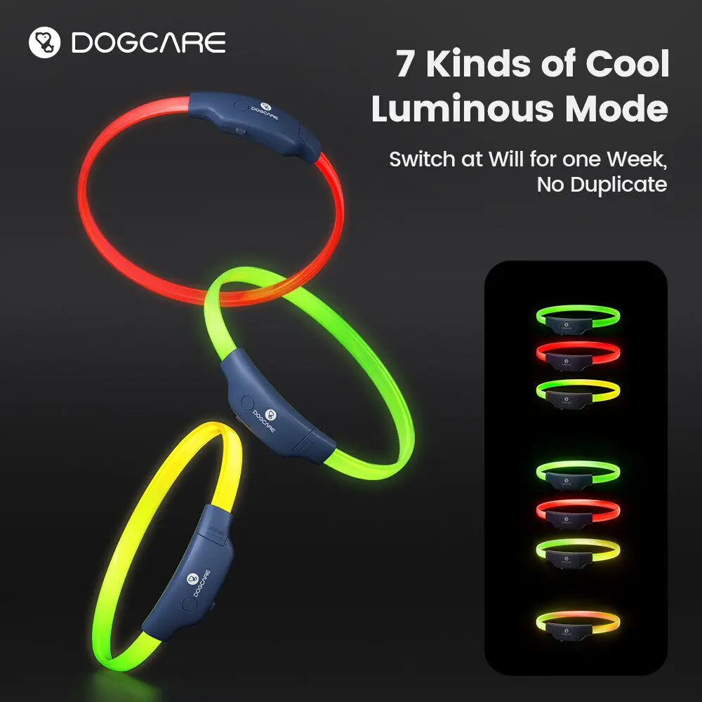 

DOGCARE LC01 LED Dog Collar Colorful Luminous Collar 300m Visible Anti-lost IP67 Waterproof Rechargeable Pet Cat Dog Accessories