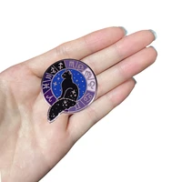 d0080 constellation black cat witch cats enamel pin custom brooches bag lapel pin craft badge jewelry gift for friends