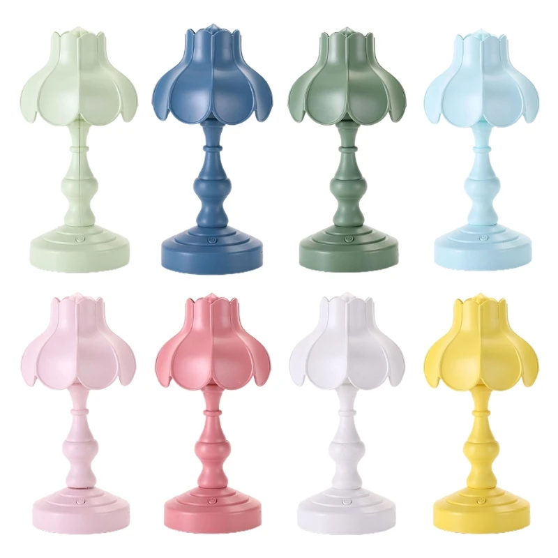 

Creative Retro Lotus Leaf Lampshade Desktop Night Light Touch Control Desk Night Lamp Home Bar Club Decorative Device for Home