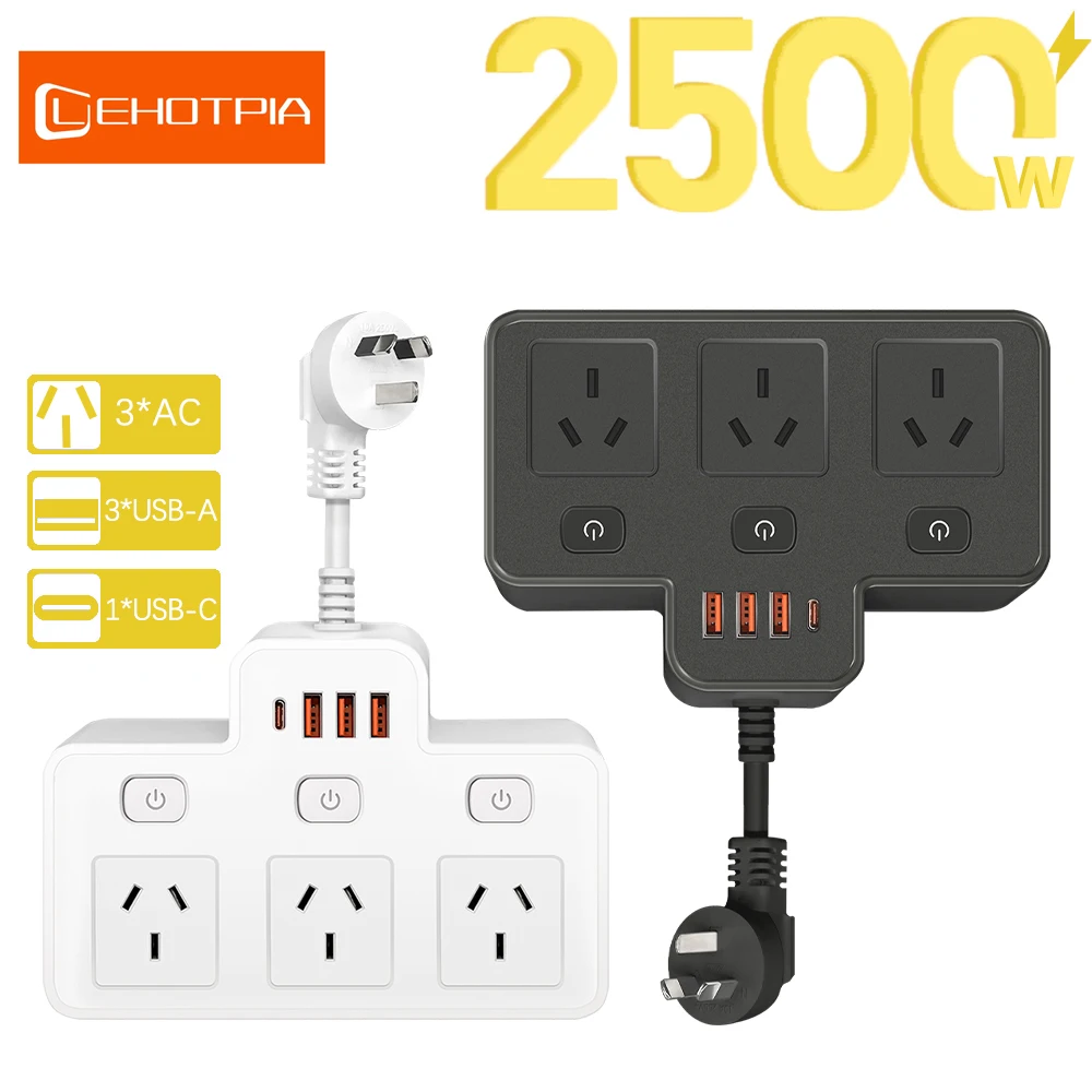 Вилка AU удлинитель настенный независимый переключатель розетка с 3 портами USB 1