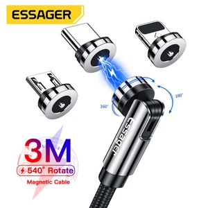 Imported Essager 540 Rotate Magnetic Cable Fast Charging Magnet Charger Micro USB Type C Cable Mobile Phone W