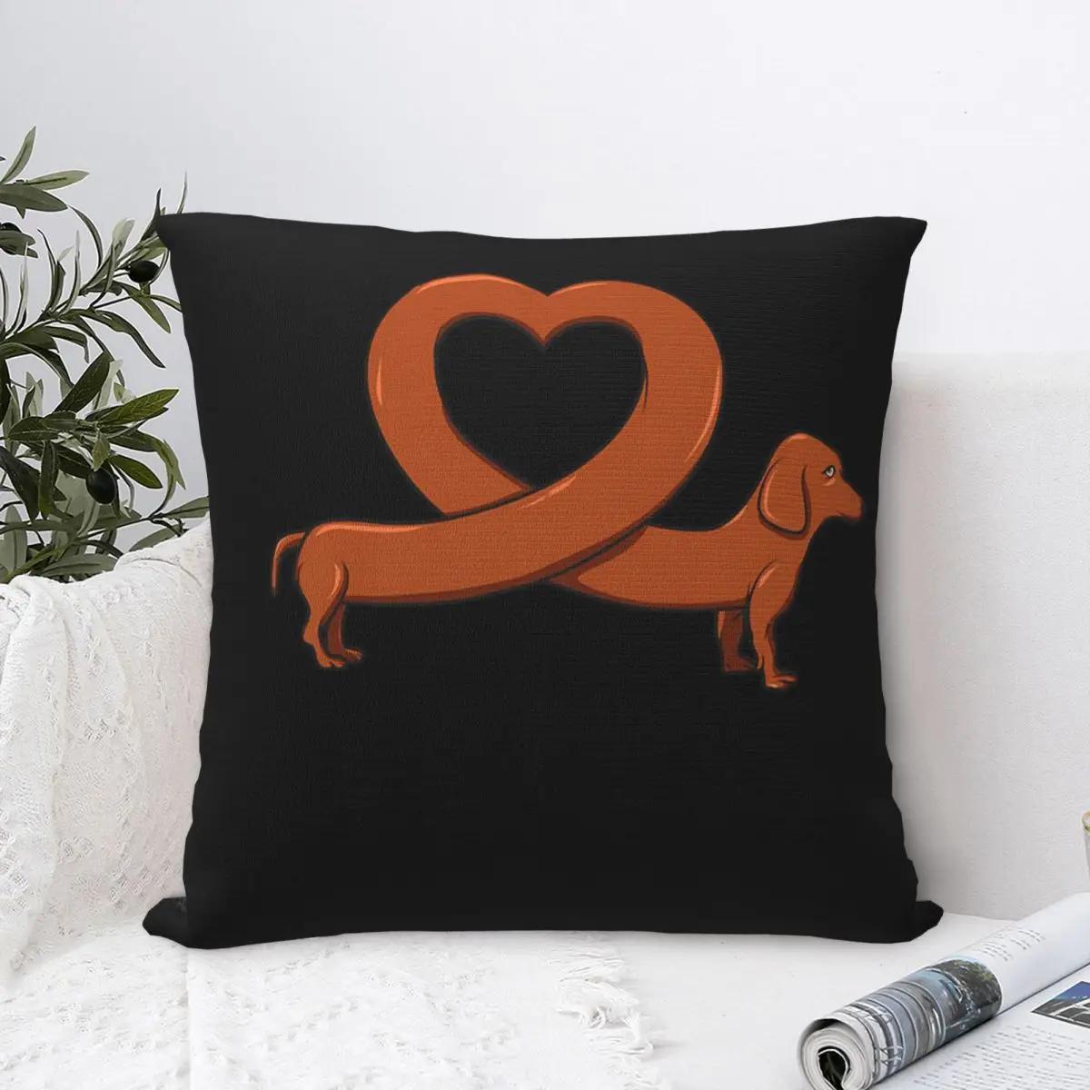 

Dachshund Shirt Heart Shaped Dog Pillowcase Pillow Case Cushion Cover Home Sofa Car Decorative Throw Pillow Pillowcases Bed