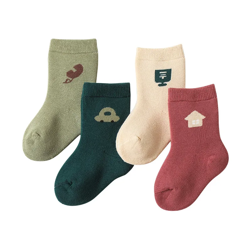 4 Pair Infant Baby Calf Sock New Fashion Candy Color Sock for Toddler Spring Autumn Winter Furry Thicken Comber Cotton Calf Sock