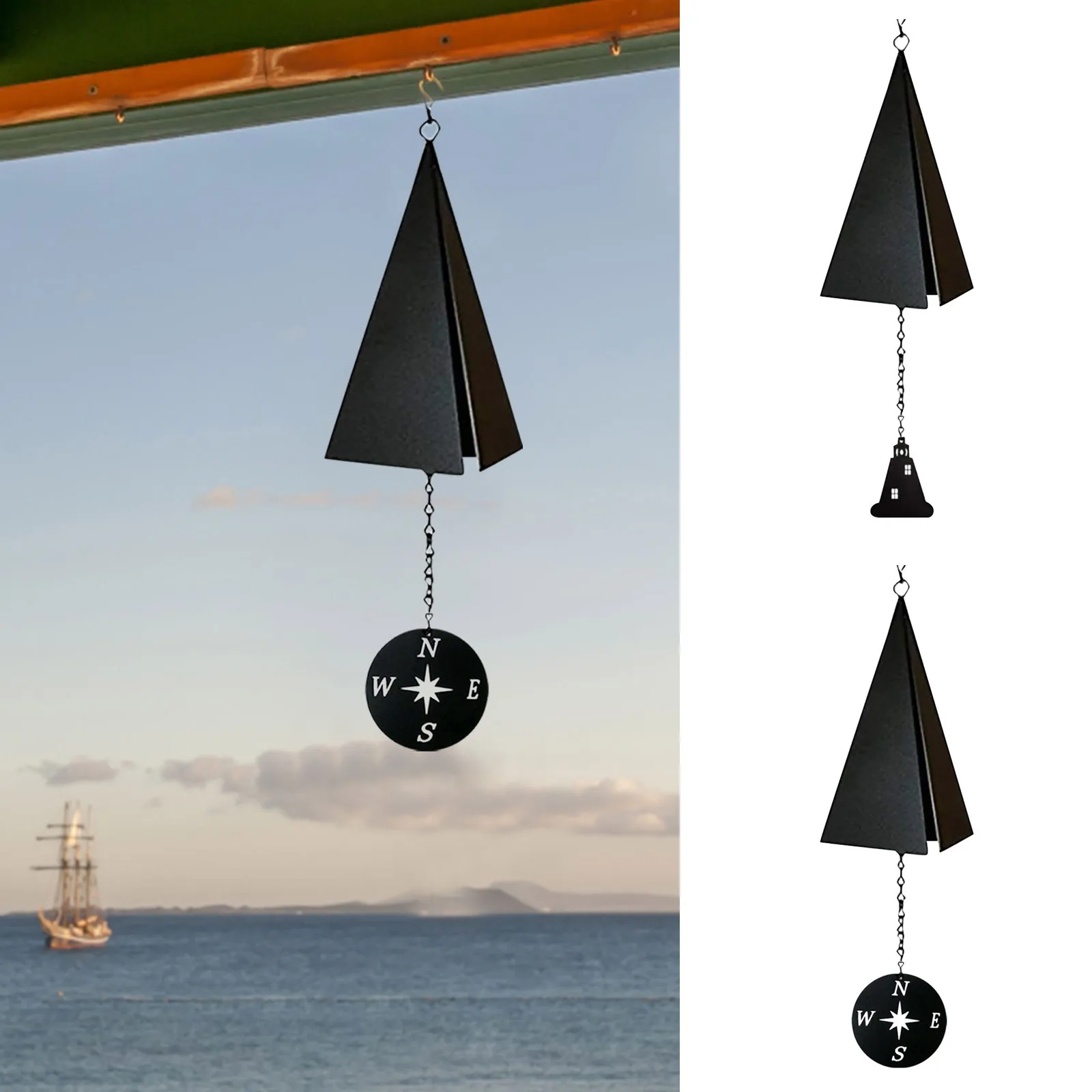 

Wind Chimes Iron Triangle Wind Bell Pendant Courtyard Bell Decoration Sea Bell North Country Wind Bells-Buoy Bells Wall Ornament