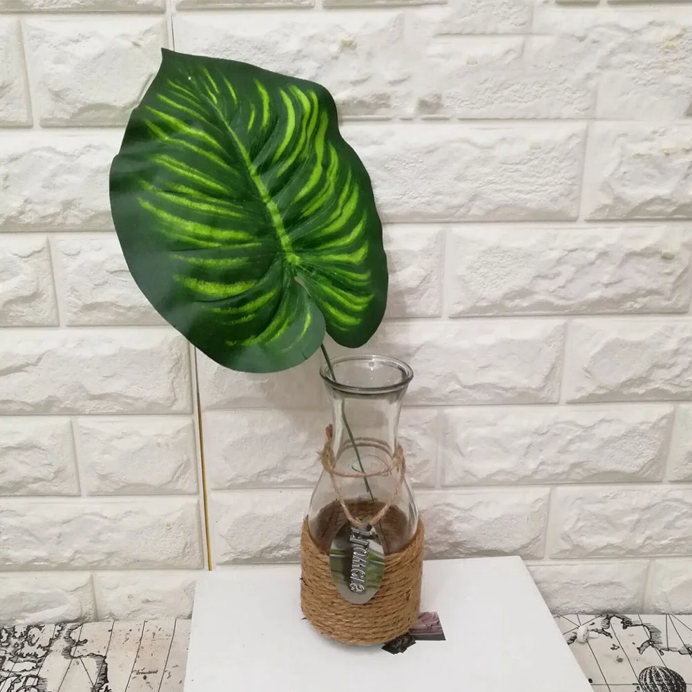 y 2 szt. symulowanych liści dekoracji roślinna ozdoba stół zielony liść sztuczna hawajska impreza jedwabna tkanina rekwizyty fotograficzne