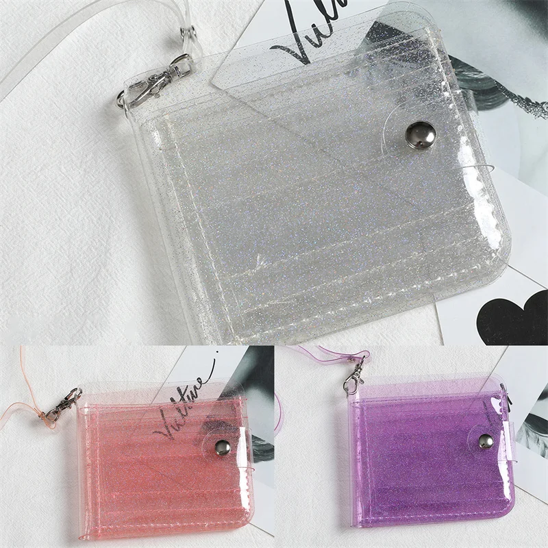 

Прозрачный модный кошелек для монет, женский прозрачный короткий кошелек из ПВХ, блестящий кошелек, женская сумка-Желе, держатель для карт