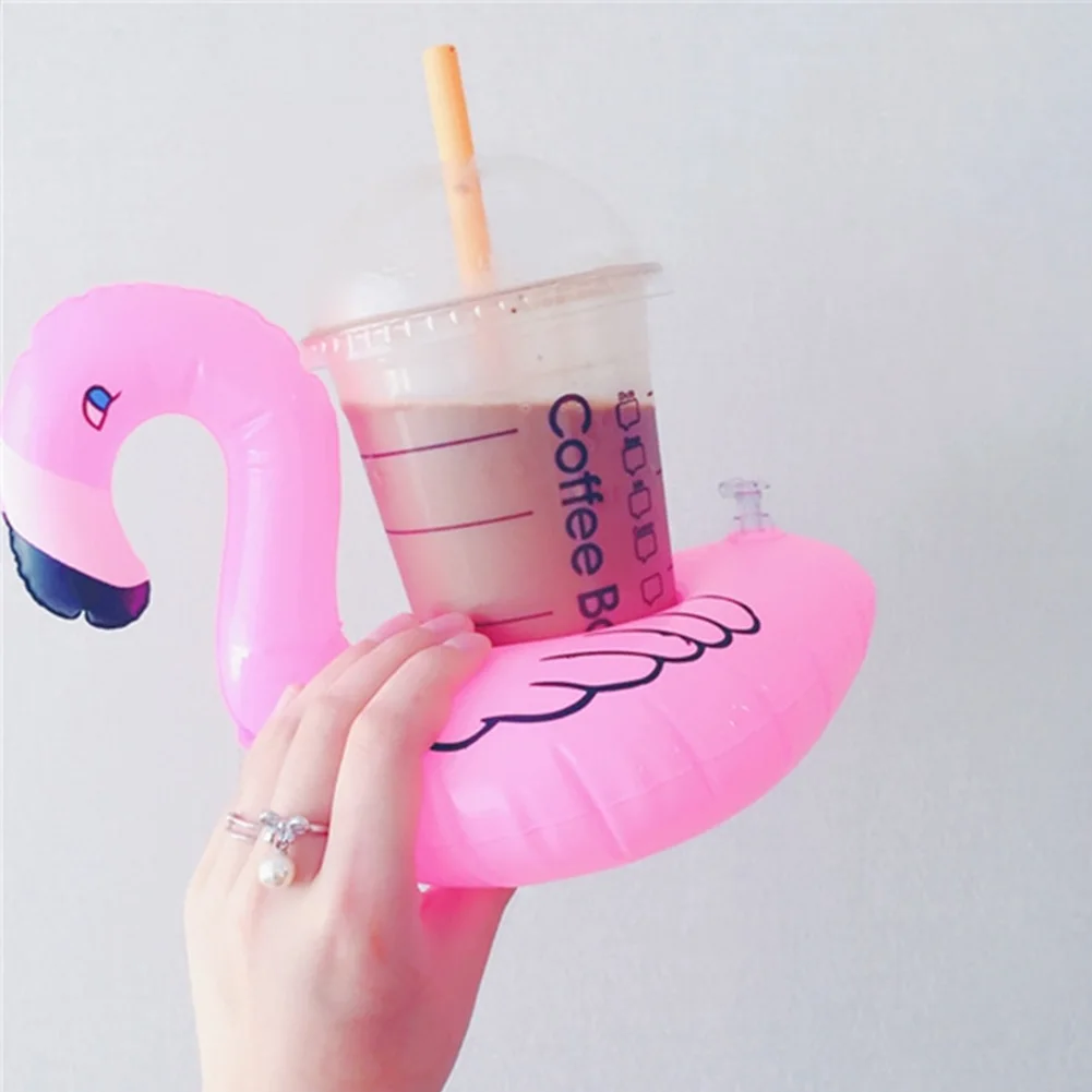 

Ridiculing Flamingo Float Inflatable Drink Cup Holder Swimming Party Decoration Garden Pool Hawaii Party Hawaiian Event Toy
