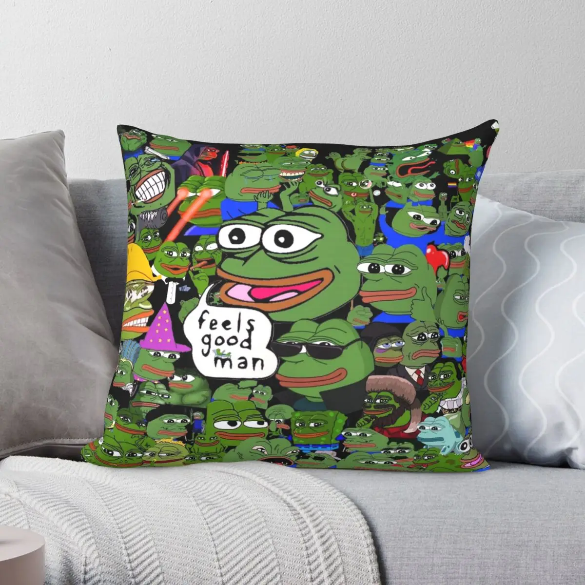 

Pepe The Frog Square Pillowcase Polyester Linen Velvet Creative Zip Decor Throw Pillow Case Room Cushion Cover