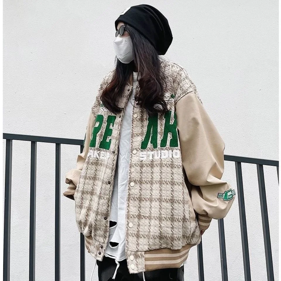 

Американская винтажная куртка, бейсбольная куртка в Интернете Y2k, базовая осенняя куртка, весенняя одежда для Techwear, свободная Женская одежд...