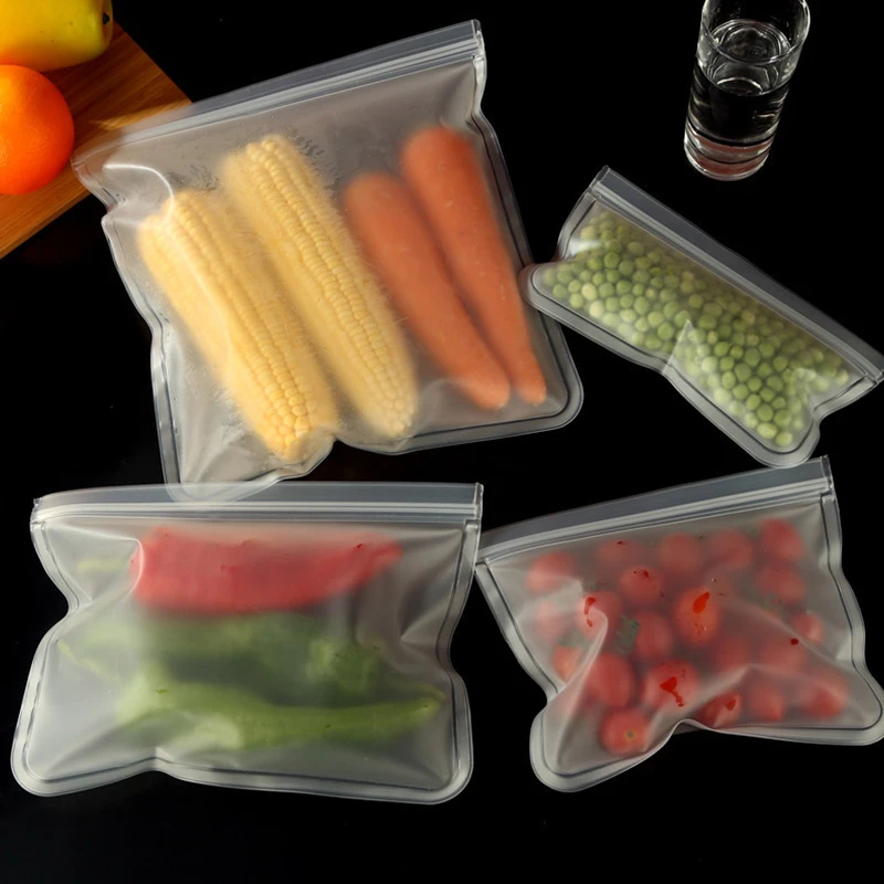 Silicone Food Storage Containers Fridge Storage Bag Reusable Zip Shut Bag Cup Leakproof Fresh Bag Kitchen Organizer Ziplock Bag images - 6