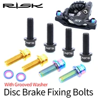 risk 4pcs m6x18mm mountain bike disc brake fixing bolts screws with grooved washer titanium alloy for slx xt xtr mtb bicycle