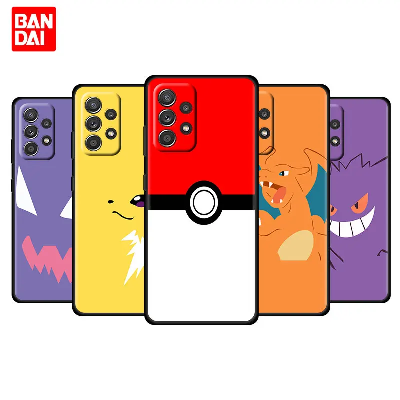 

Fashion Pokemon Anime Case for Samsung Galaxy A03 A13 A31 A50 A51 A52 A70 A71 A32 Note 20 Ultra 5G Bag Silicone Black Capa Cover