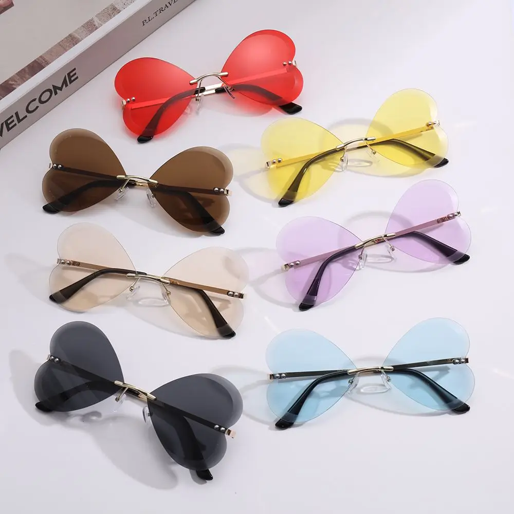 

Summer Eyewear Brand Designer UV400 Sun Glasses Rimless Heart Sunglasses Love Heart Heart Shaped Sunglasses