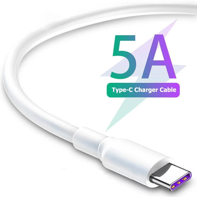

5A USB Type C Super-Fast Charge Cable for Huawei P40 P30 Mate 40 USB Fast Charing Data Cord for Xiaomi Mi 12 Pro Oneplus Realme