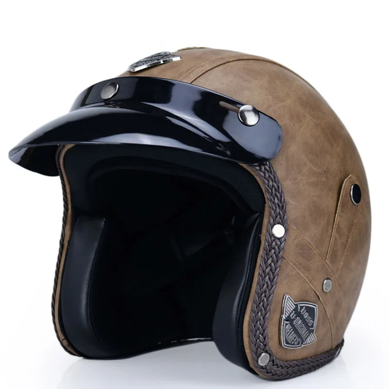 

Motorcyle Helmet Open Face Vintage Retro Casque Cycling Scrambler Cafe Racer Scooter Racing Biker Motorbike Cascos Para Moto