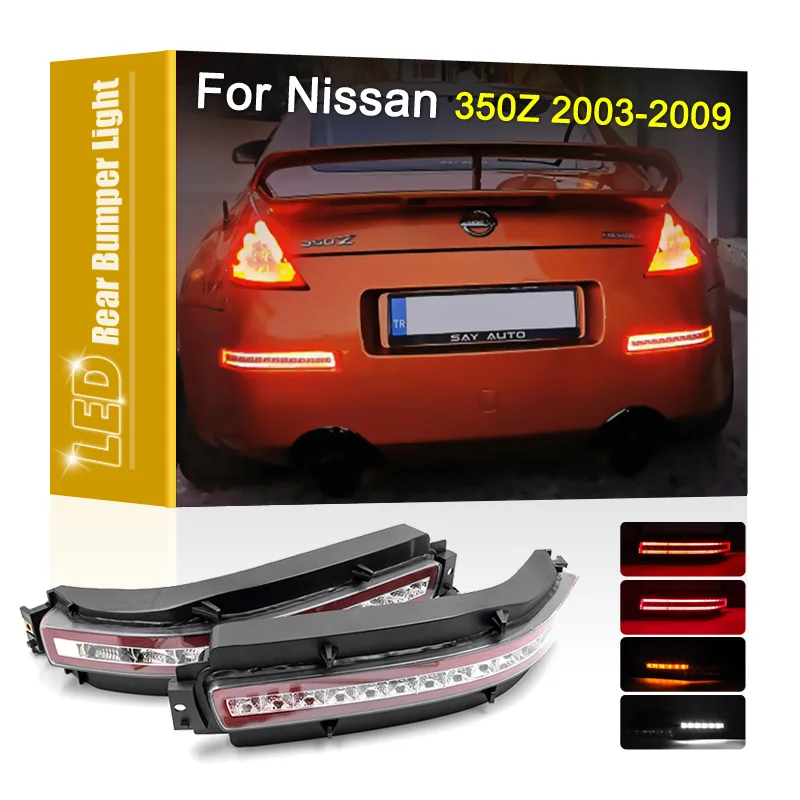 

2Pcs Clear Lesn Rear Bumper Lamp Taillight LED Fog Brake Turn Signal Reversing Light For Nissan 350Z 2003 2004 2005 2006-2009