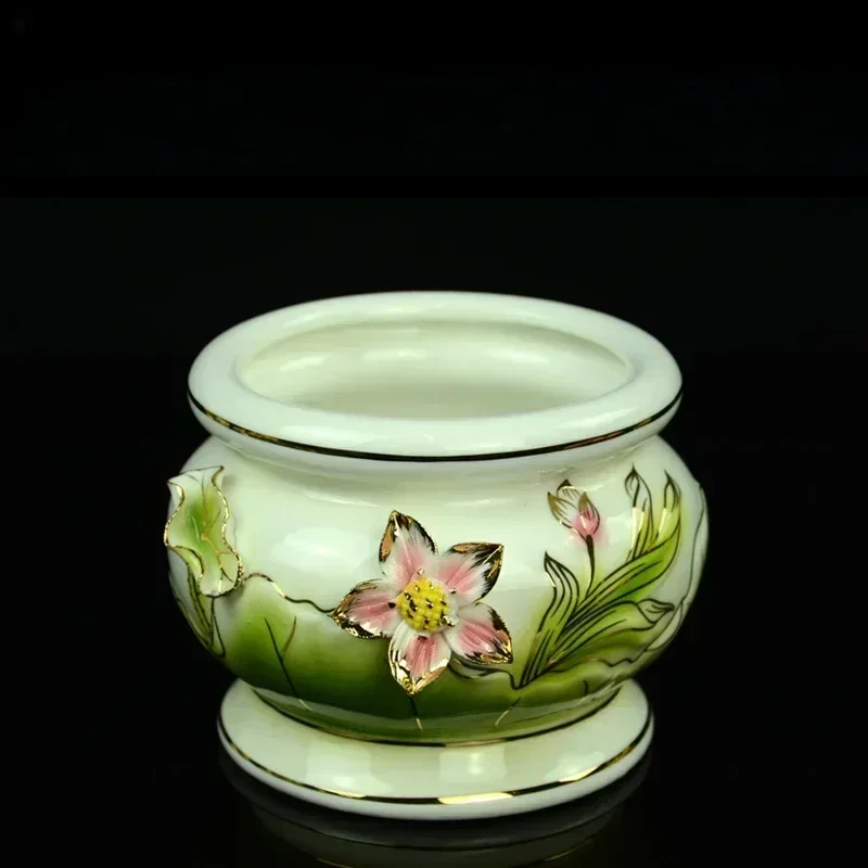 Креативная керамическая курильница для благовоний с золотым цветком лотоса