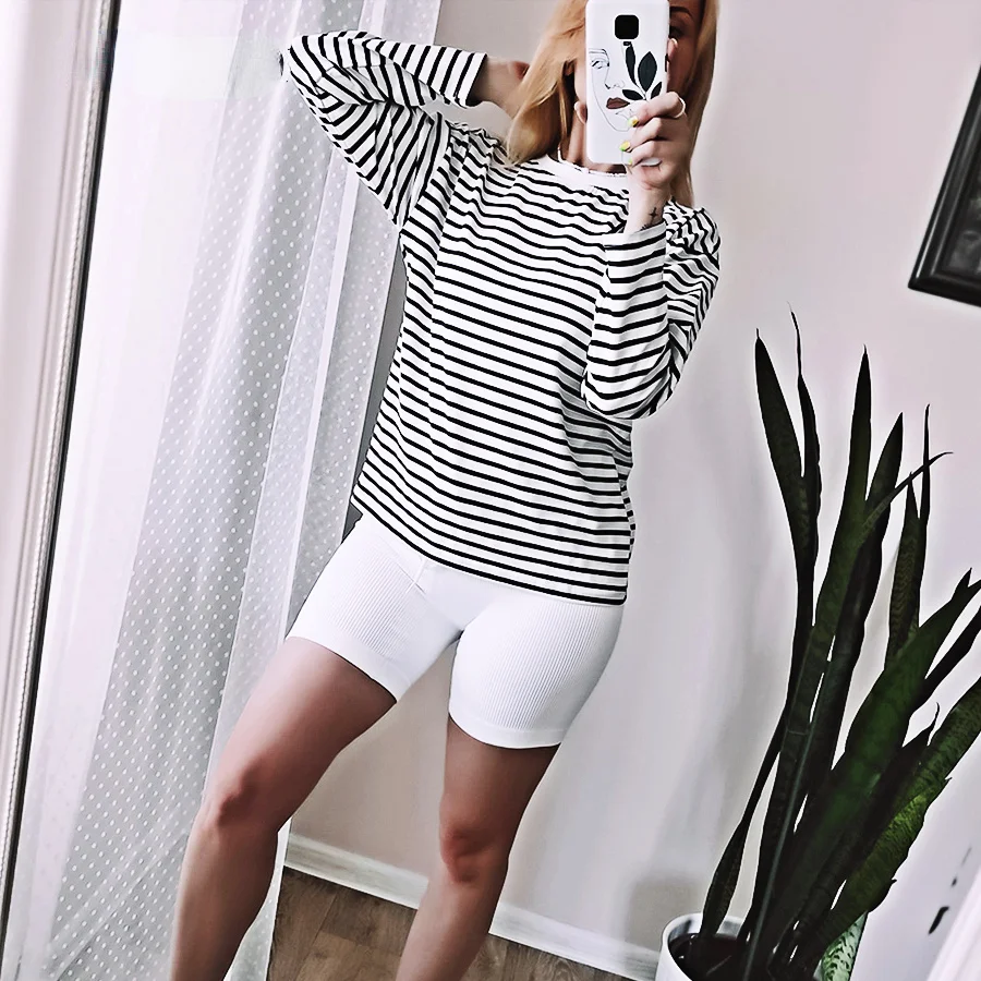 

Новинка 2022, Женская Полосатая футболка с длинным рукавом, женская уличная одежда, осенние и весенние Хлопковые женские топы