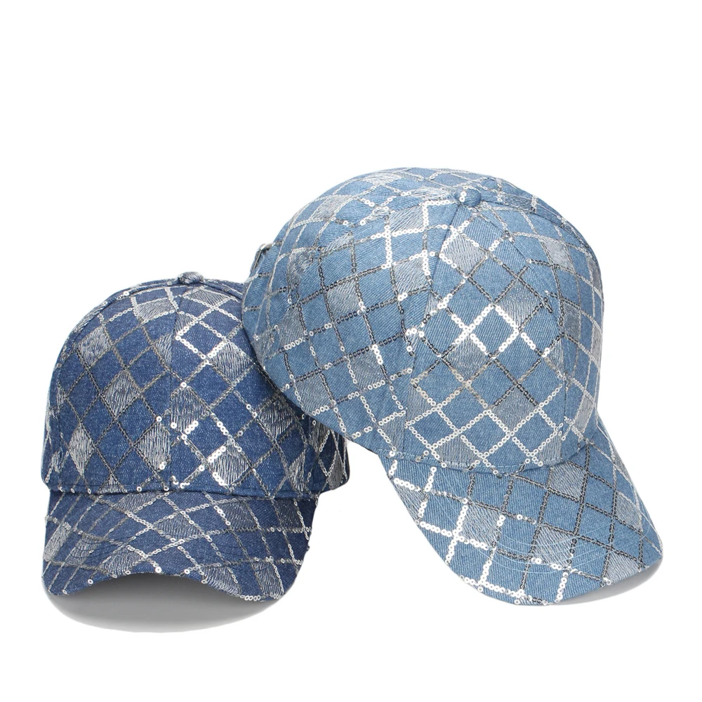 

Женская Блестящая клетчатая бейсболка с блестками, модная женская уличная Снэпбэк Кепка, летняя женская кепка-тракер с блестками, высокое качество