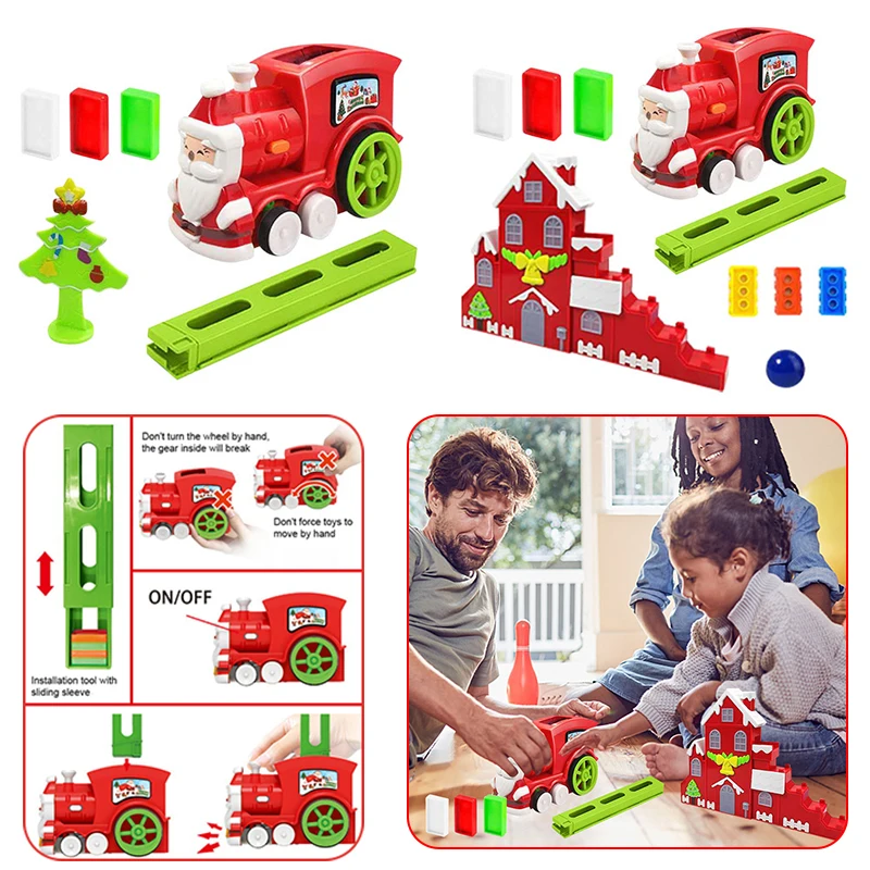 

Domino Train Toy Set with Sound Automatic Laying Domino Train Block Toy Set Stacking Game Creative Toys Gift for Boys Girls Kids