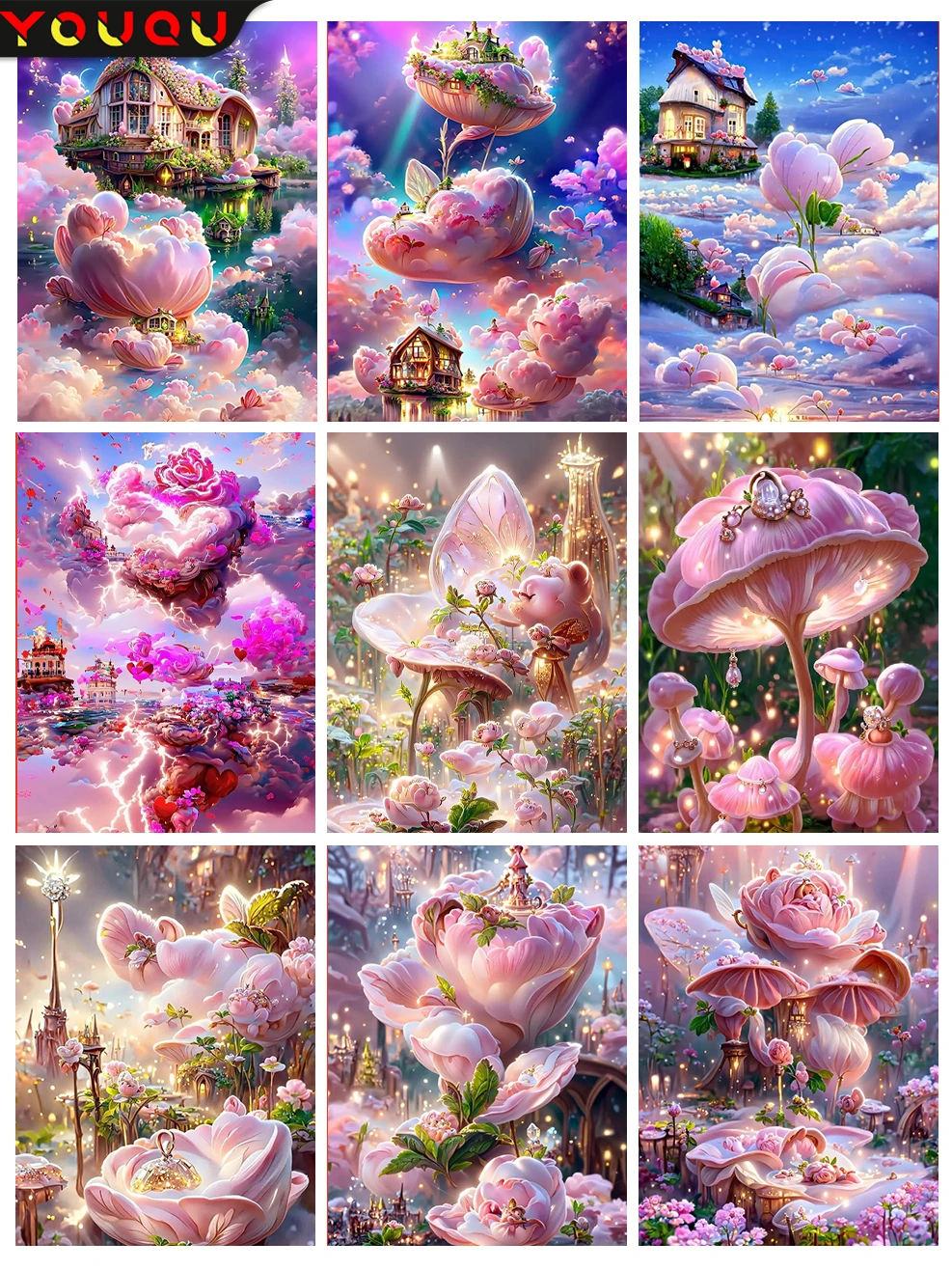 

YOUQU Landscape Series Small Size Diamond Painting DIY "Fairy Tale World” Mosaic Picture 5D Diamond Embroidery Home Decoration