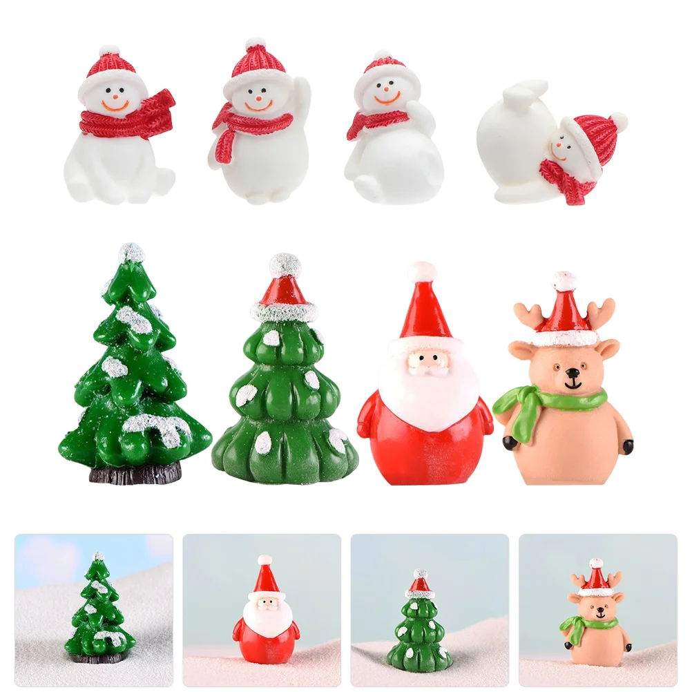 

8Pcs Resin Adorable Decorative Garden Decor Christmas Miniature Model for Festival Desktop Home