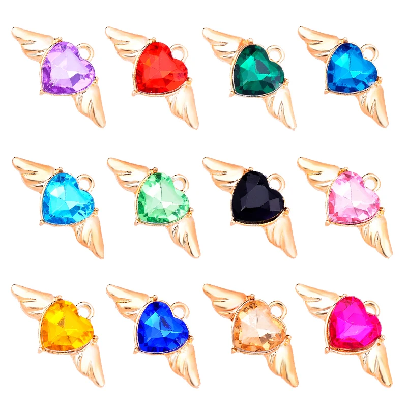 

20pcs 25*14mm Color Acrylic Angel Wings Alloy Pendant Accessories DIY Jewelry Craft Wholesale Necklace Jewelry Earrings Material