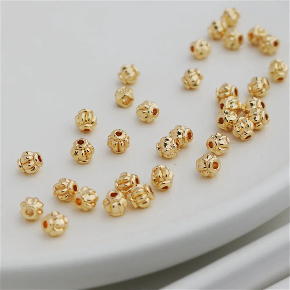 

14K Gold Filled Plated Lantern beads 4mm separate beads bracelet necklace jewelry DIY with beads jewelry loose beads