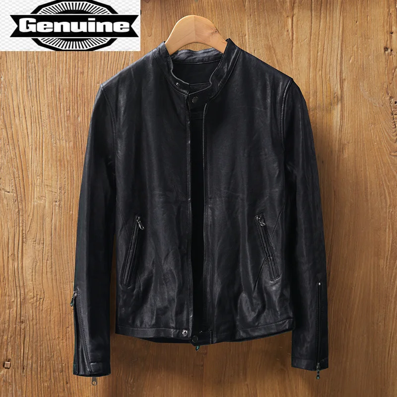 

Genuine Leather Jacket Men 2023 Real Sheepskin Coat Motorcycle Biker Bomber Jacket Veste Cuir Homme MG9-K9933 KJ3323