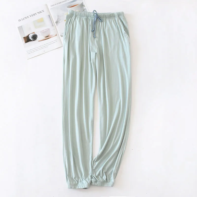 

Women's Spring/Summer Solid Color Comfortable Modal with Bilateral Pockets Loose Breathable Closing Pants Japanese Home Pants