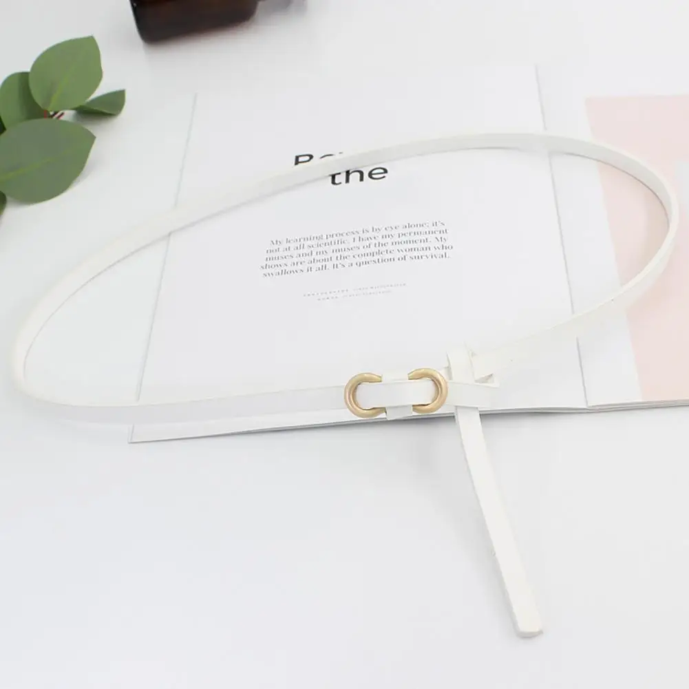 

Stainless Buckle Fabulous Bow-knot Shape Waist Belt Faux Leather Waistband Lightweight for Work