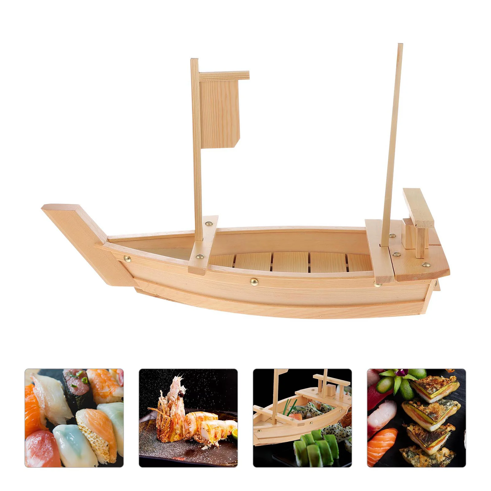 

Wooden Pallets Table Tray Food Display Plate Boat Shaped Dragon Sushi Serving Decor Home