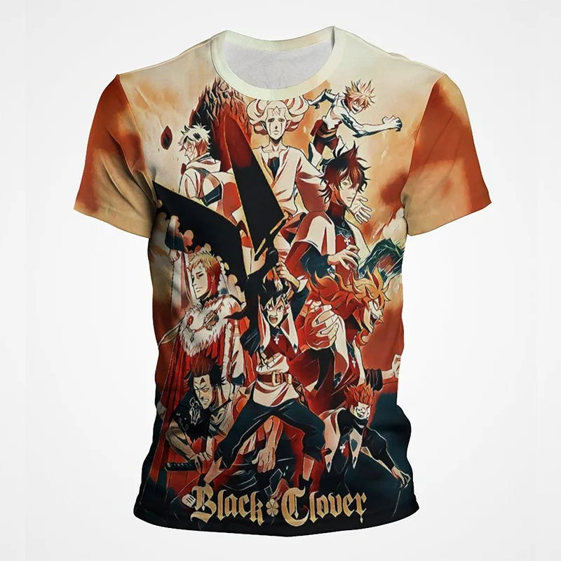 

Новинка, модные повседневные футболки с рисунком в виде черного клевера из аниме и комиксов 3D, стиль Харадзюку, винтажные футболки Y2K