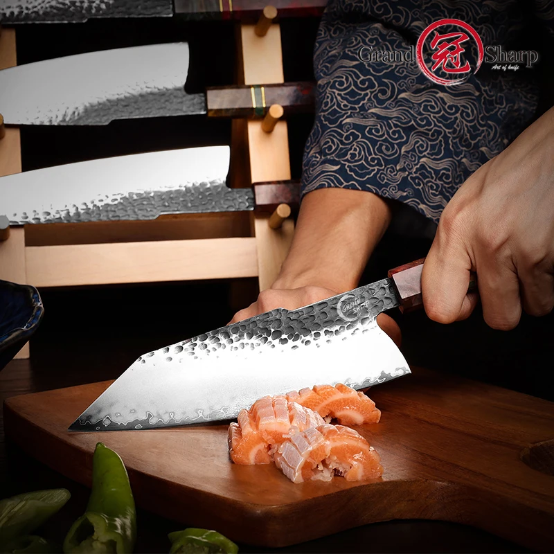 Профессиональный 7-дюймовый нож кирицукэ Grandsharp Ручная ковка нержавеющая сталь